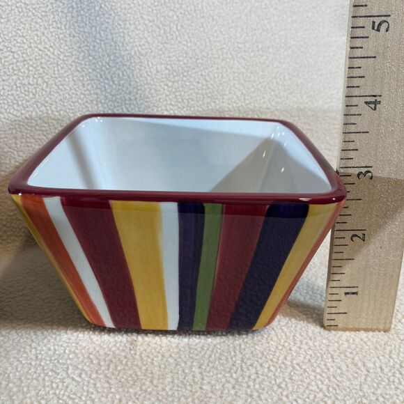 Pampered Chef Simple Additions Striped Square 4 inch Serving Bowls Set of 2 - Picture 3 of 6